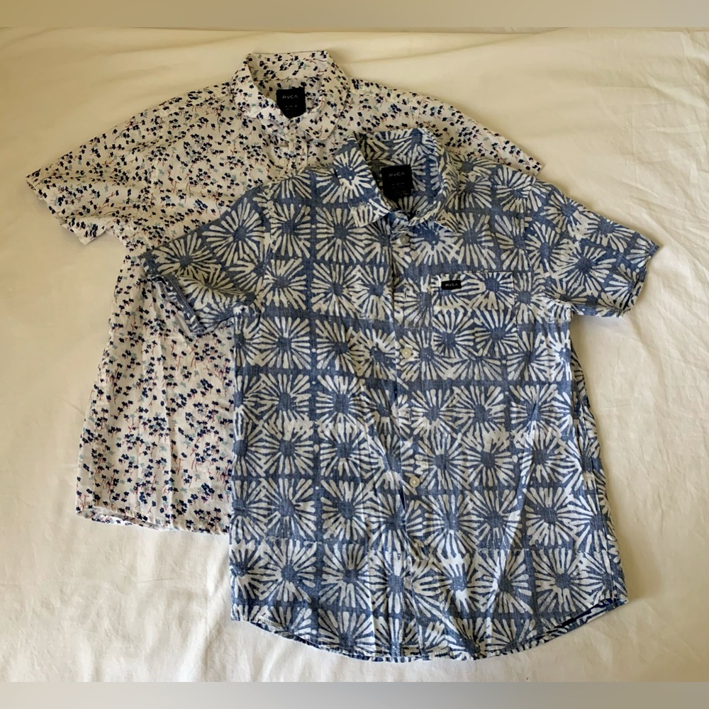 RVCA boys fit button up shirts size M